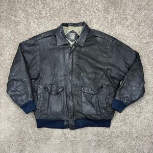 Vintage Greg Bell Leather Bomber Jacket Large
